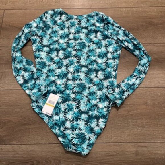 NEW Michael Kors 1 Piece Long Sleeve Zip Front Surf Suit Swimsuit Women’s sz 14 - Picture 10 of 12